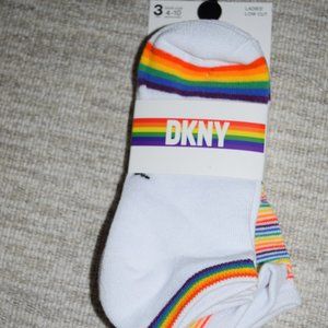 NWT Women's Shoe 4-10 DKNY Polka Dots Rainbow Pride Low Cut Socks 3 Pairs #N69